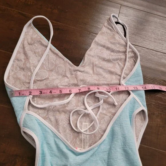 New Free People Free-est Amber One piece Swimwsuit Womens XL Beach Sexy Blue - Picture 4 of 6